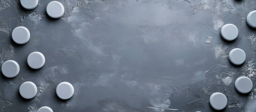 Playful reminders for lost items on flat grey surface with empty copyspace for text creative background design for advertisements or promotions