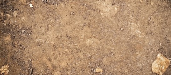 Fototapeta premium Abstract gritty brown cement floor texture with natural stone elements suitable for backgrounds and artistic designs.