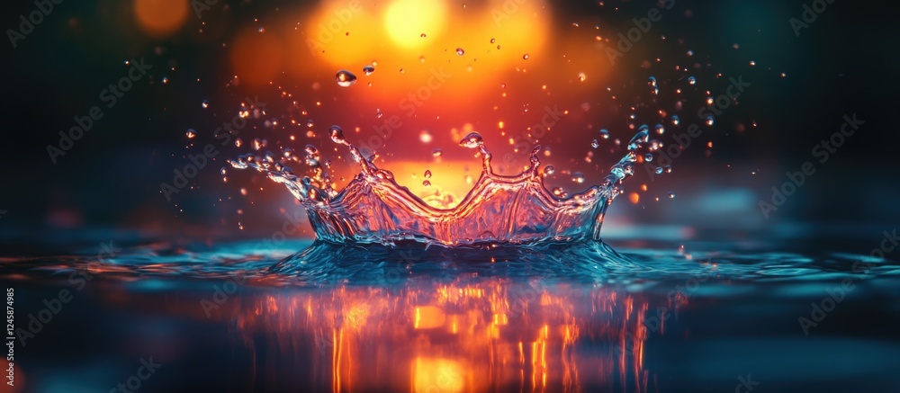 Aufkleber vibrant water splash captured in motion with colorful bokeh background creating a dynamic and artist