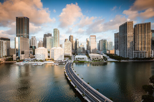 Miami downtown skyline at sunset, Florida, United States