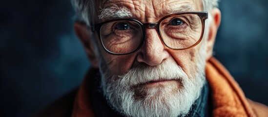 Aging with Purpose Portrait of Elderly Man with Glasses Featuring Empty Space for Text