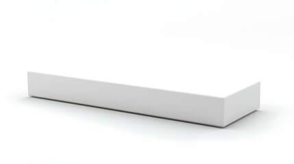 A blank long rectangular podium on a plain white background, designed for advertising or product presentation. Soft shadows add depth to the clean composition.