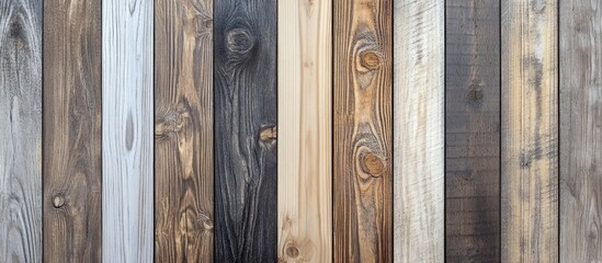 Fototapeta premium Textured aged wooden planks background with various shades highlighting rustic natural beauty and weathered character. Ideal for design projects.