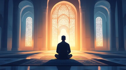 Muslim man having worship and praying A man kneeling