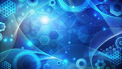 Obraz premium A vibrant abstract blue background with geometric shapes and swirling patterns , Shape