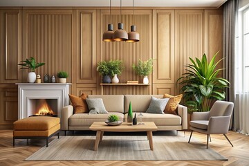 Stylish Living Room Interior with Natural Elements