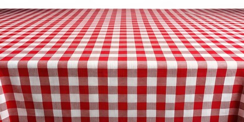 Classic checkered tablecloth with a bold red and white geometric pattern, adding a pop of color to any dining setting, table decoration, rustic charm