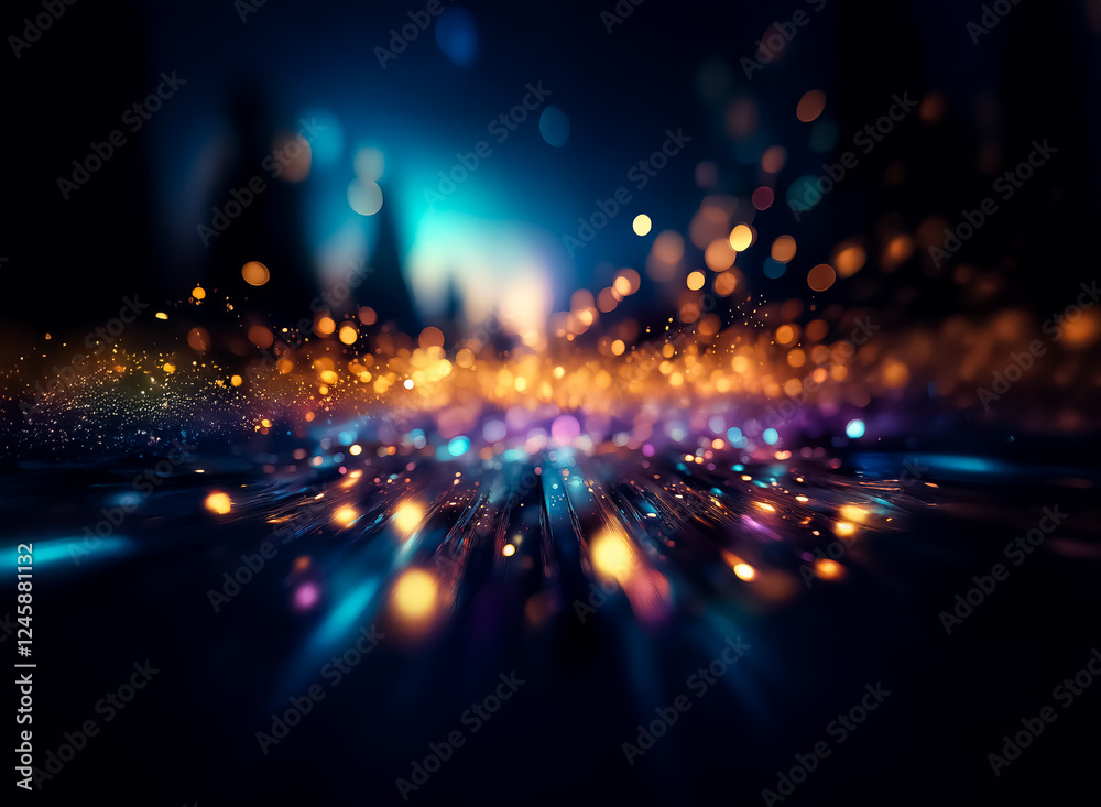 Leinwandbilder abstract image of bright blurred lights with a bokeh effect. vibrant colors of red, orange, blue, an