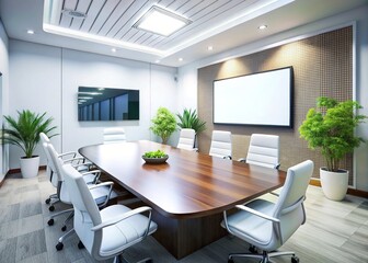 Fototapeta premium White Board Room Interior with TV