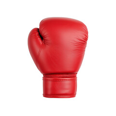 A vibrant red boxing glove showcasing its padded surface and sturdy wrist support.