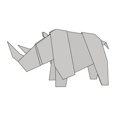 kids drawing vector illustration rhino paper folding cartoon isolated