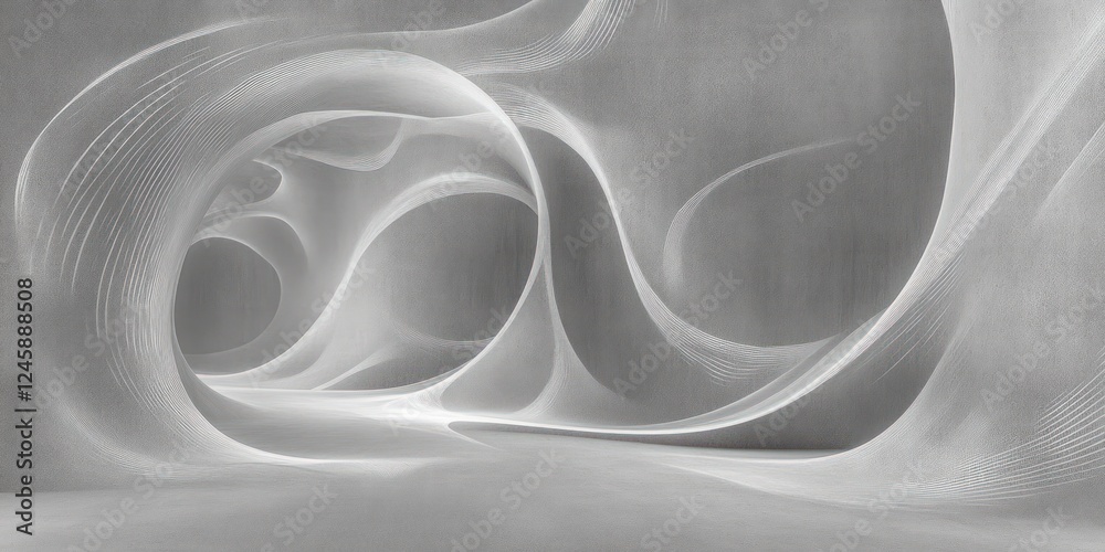 Poster abstract minimalism white curved lines gray texture elegant design
