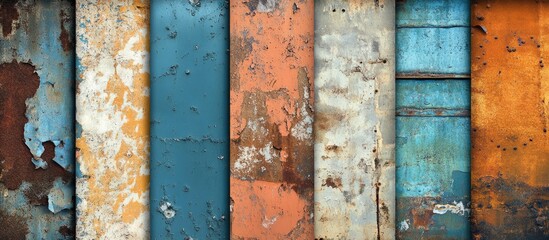 Colorful abstract grungy wall textures with distressed paint for background or design use. Ideal for artistic and creative projects.