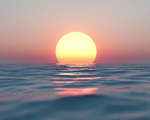 Obraz premium A serene sunset over calm waters, creating a tranquil atmosphere.