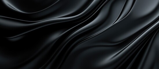 Fototapeta premium Elegant black fabric texture with flowing waves suitable for backgrounds or design projects. Ideal for modern and minimalist aesthetics.