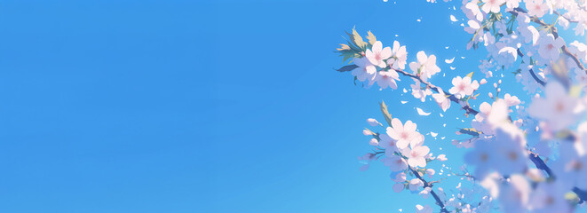 青空と満開の桜のアップのイラスト