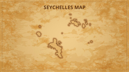 A Vintage Map Depicting the Borders of the Seychelles. Seychelles map with federal states in A vintage map based background, Political Seychelles Map