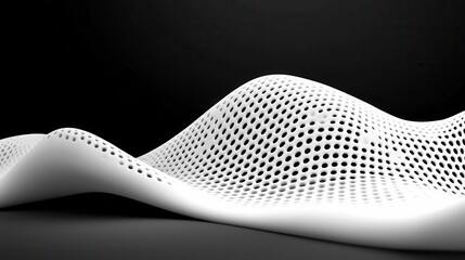 Fototapeta premium White Abstract 3D Geometric Structure with Wave Pattern