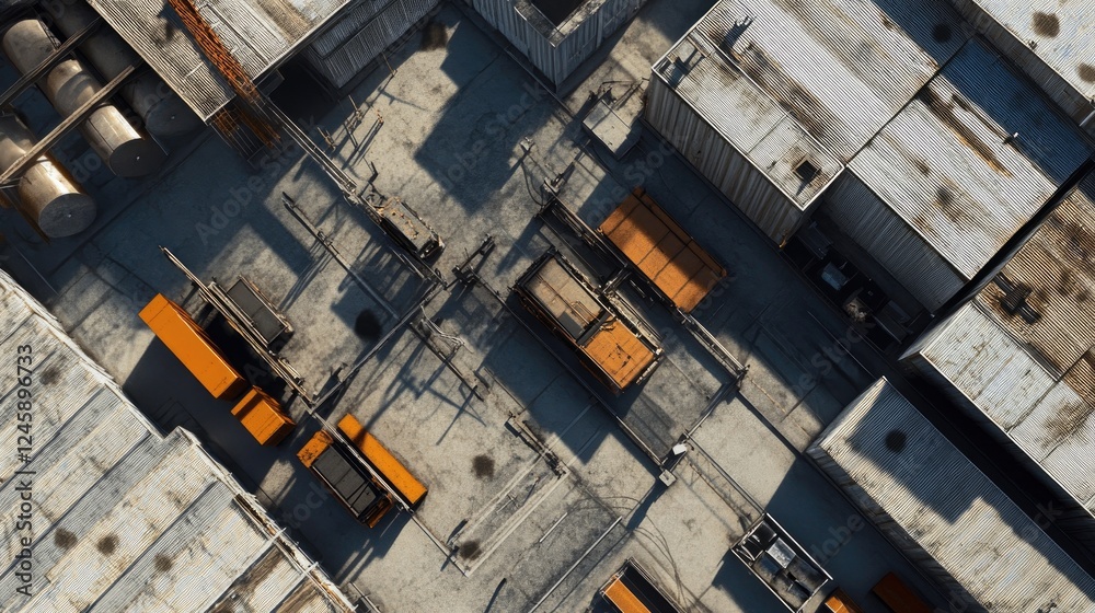 Poster A top-down view of a manufacturing facility with interconnected sensor nodes, demonstrating the fast, expansive coverage and speed of 5G technology.