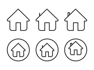 Web home icon for apps and websites. Simple house symbol. Main page pictogram thin line, outline and stroke style. 