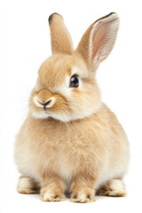 Obraz premium Fluffy arctic hare on a white background, showcasing its soft, winter coat