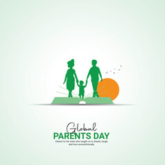 global parent's day. parent's day creative ads design Jun 1 . social media poster, vector, 3D illustration. 