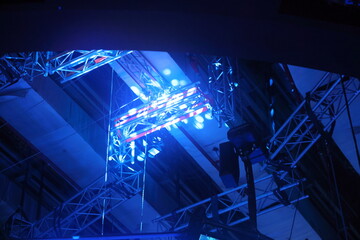 Structure with lighting fixtures above TV studio, TV center, 2
