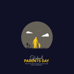 global parent's day. parent's day creative ads design Jun 1 . social media poster, vector, 3D illustration. 