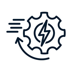 Concept of increasing production efficiency. Vector linear icon isolated on white background.