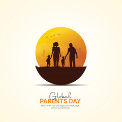 global parent's day. parent's day creative ads design Jun 1 . social media poster, vector, 3D illustration. 