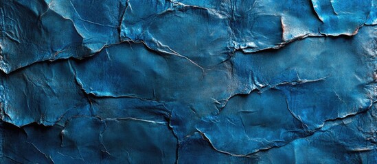 Fototapeta premium Blue leather texture with a rugged appearance ideal for background use in design projects and creative works.