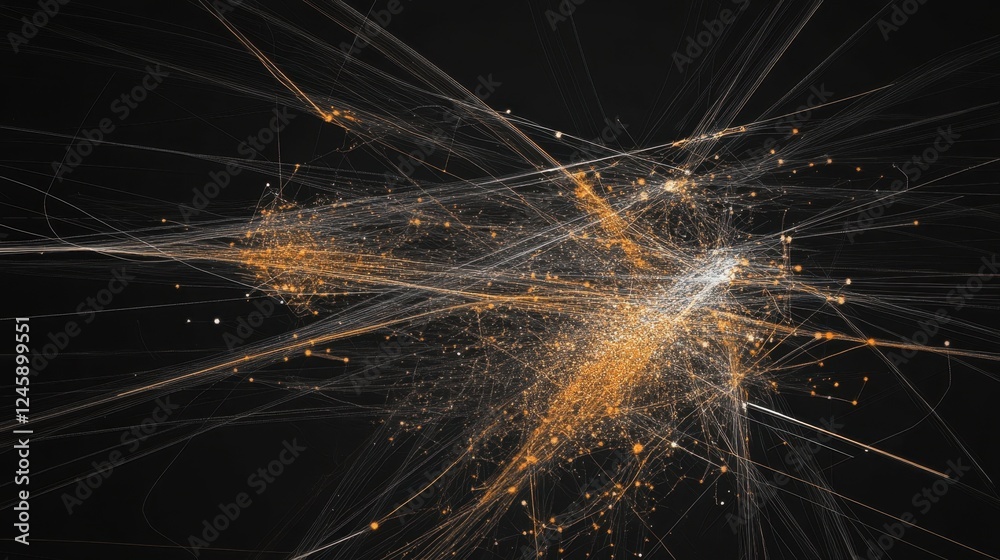 Poster abstract data visualization with a global network overlay, showcasing the future of business intelli