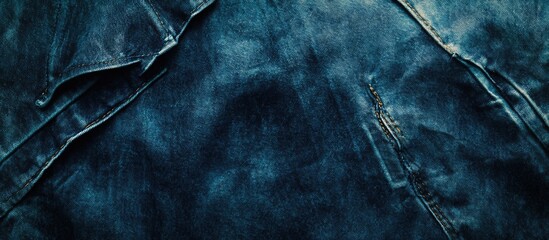 Naklejka premium Denim fabric texture close-up showcasing blue jeans in a stylish background ideal for fashion and textile design projects.