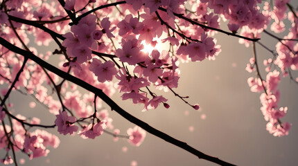 Obraz premium cherry blossoms, pastel petals, soft morning light| generative AI