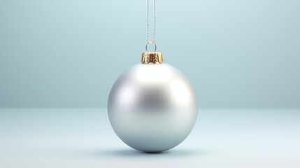 Minimalist Holiday Elegance: 3D Render of a Single Bauble on Clean Surface with Reflective Textures and Subtle Gradients