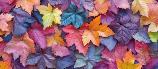 Vibrant multicolored autumn leaves in a forest setting showcasing the beauty of October's seasonal transition and nature's artistry.