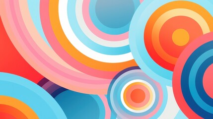 Fototapeta premium Retro Geometric Vector Background with Concentric Circles and Diagonal Stripes | Mid-Century Design Inspired Illustration