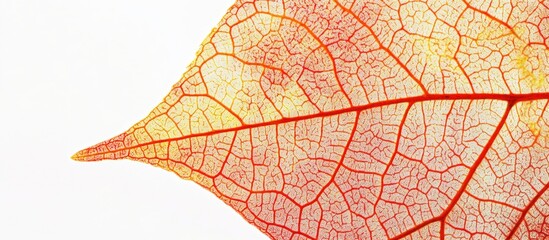 Autumn Leaf Detail on White Background Highlighting Veins and Textures for Seasonal Natural Aesthetics and Design Elements
