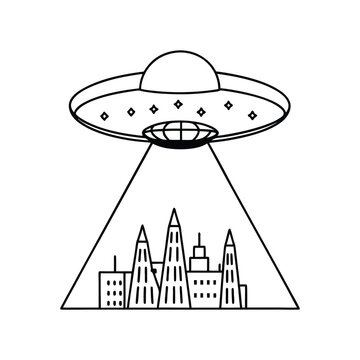 Mysterious UFO Hovering Above a Cityscape