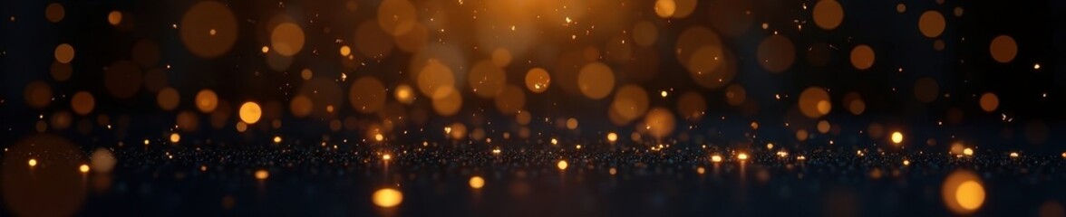 Obraz premium Golden confetti bursts against dark background, shine, gold foil, opulent