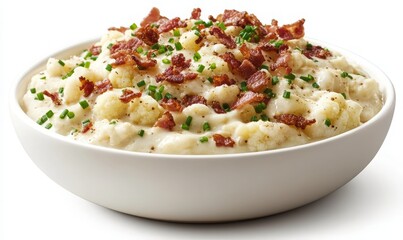 Creamy Mashed Potatoes with Bacon and Chives in a Bowl - Perfect for a Comforting Meal