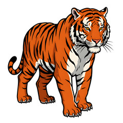 Obraz premium Cartoon Tiger Illustration Orange Black White
