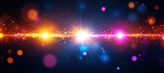 Fototapeta premium Colorful Lens Flares and Starburst Effects in Digital Painting Style