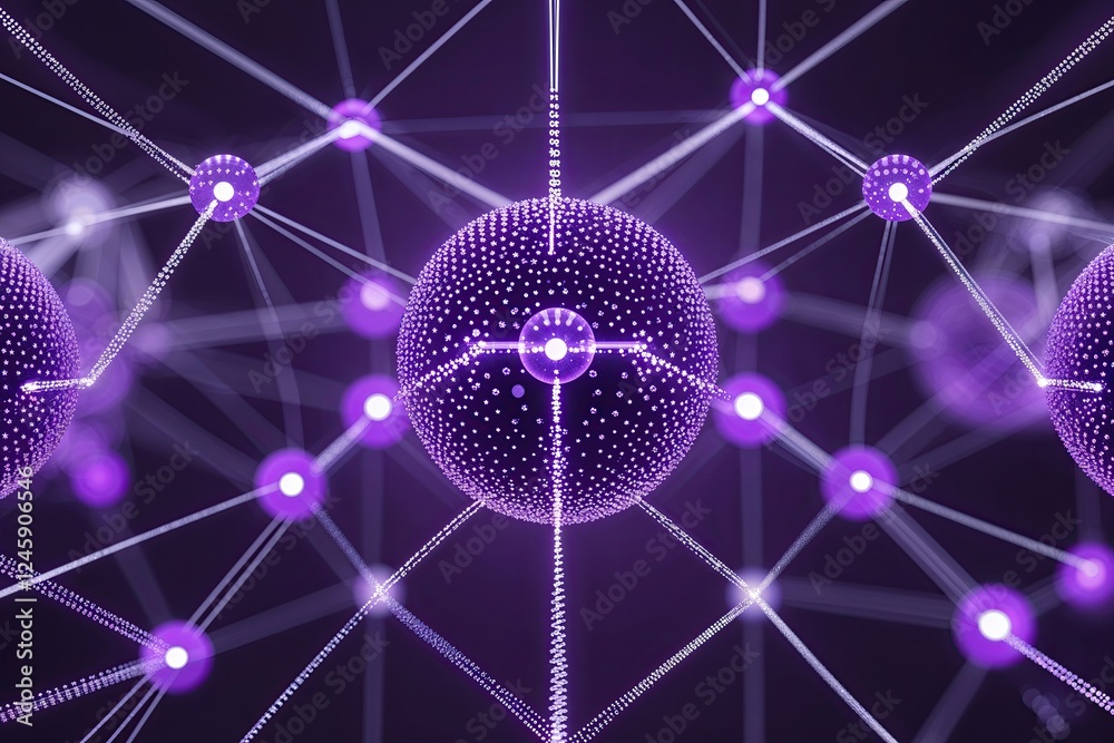 Poster purple dots and lines in digital networking modern concepts of connection
