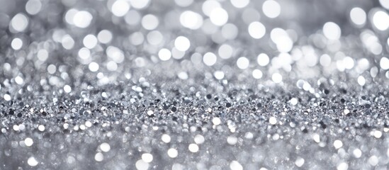 Fototapeta premium Silver bokeh light gradient background ideal for festive occasions like Valentineâ€™s Day and Christmas celebrations.