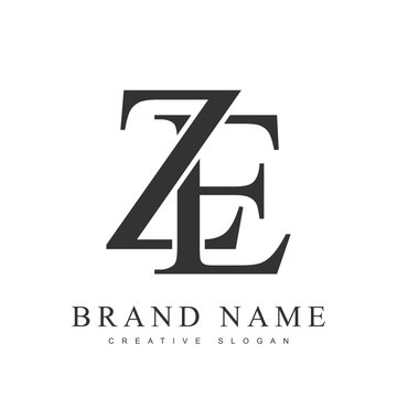 ZE trendy logotype template. Initial letter z and e classic font style. Creative logo for company name or identity.