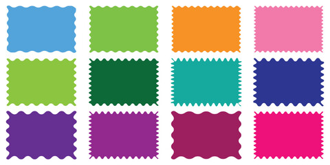 Set of frames with zigzag edge, scallop edge shape. Rectangle shape frame with zigzag edge. zigzag frame. vector eps 10