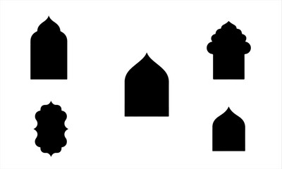 Islamic vector shape of a window or door arch. islamic shape illustration design blank islamic shape template frames. Elegant Islamic frame shape. Vector design Set.