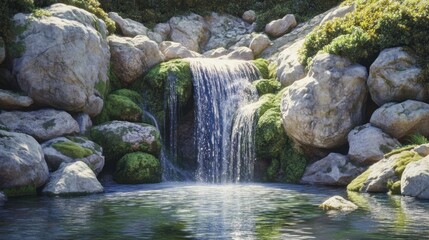 Serene Waterfall Cascading into a Tranquil Pool