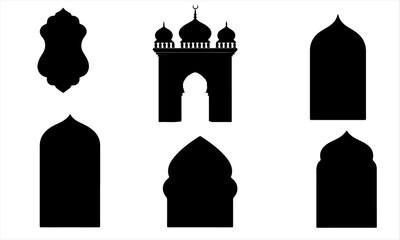 Islamic vector shape of a window or door arch. islamic shape illustration design blank islamic shape template frames. Elegant Islamic frame shape. Vector design Set.